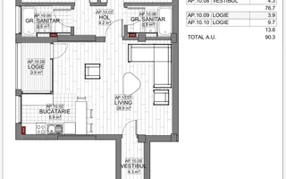 VANZARE APARTAMENT 3 CAMERE | LIZEANU | BLOC NOU | PARCARE | TERASA - Schiță 25