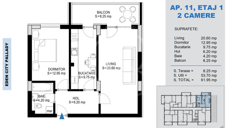 Apartament 2 camere Theodor Pallady Metrou Nicolae Teclu - Schiță 2