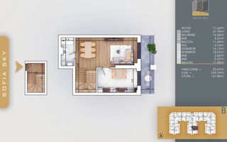 Duplex 3 camere Bloc Finalizat 7min Metrou Th. Pallady - Schiță 2