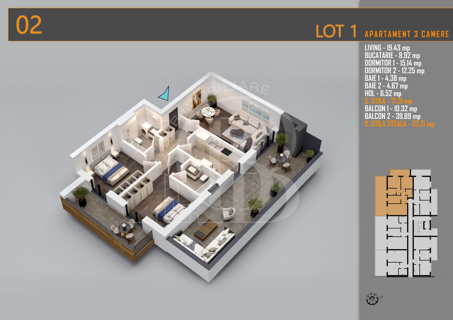 Apartament 3 camere Cu terasa Generoasa-Titan Th. Pallady - Schiță 2