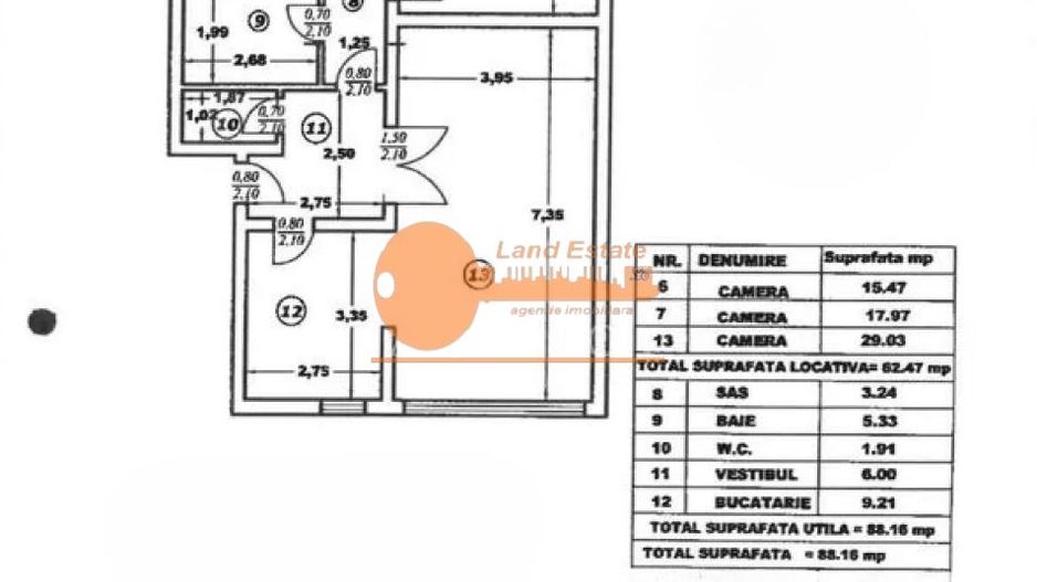 3 camere | 89 mp | Parcare proprie | Militari – Strada Orșova - Schiță 11