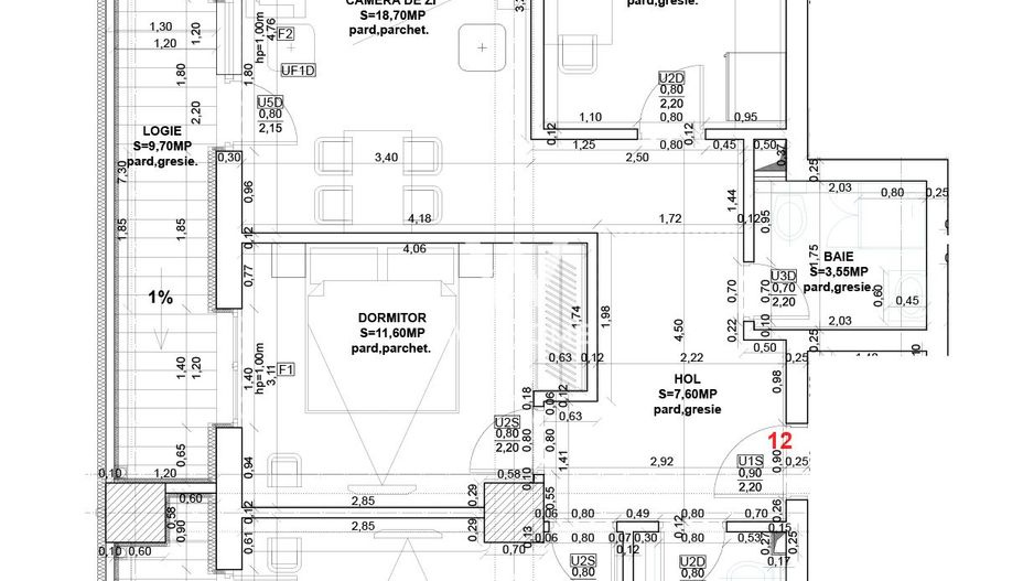 Apartament 3 camere, 2 bai, balcon mare - Sibiu - Schiță 18