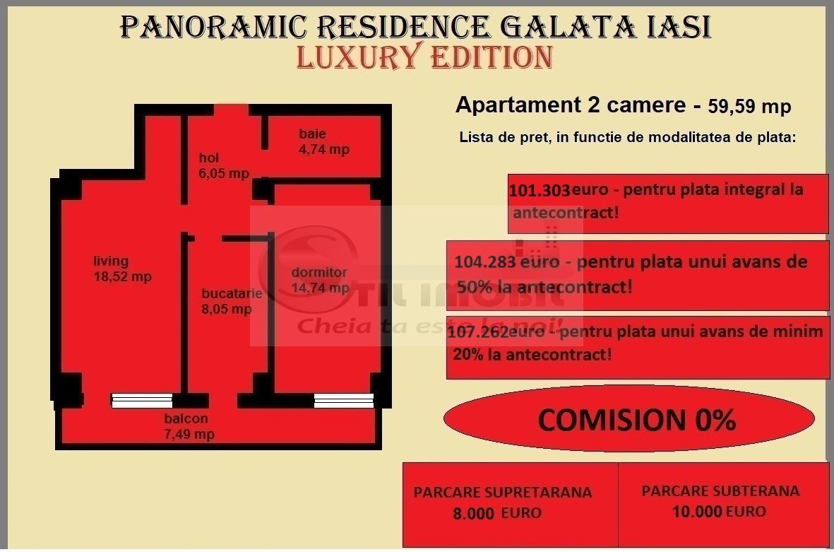 Apartament 2 camere de vanzare in Iasi, Galata, 59,59 mp, bloc nou - Poză 2