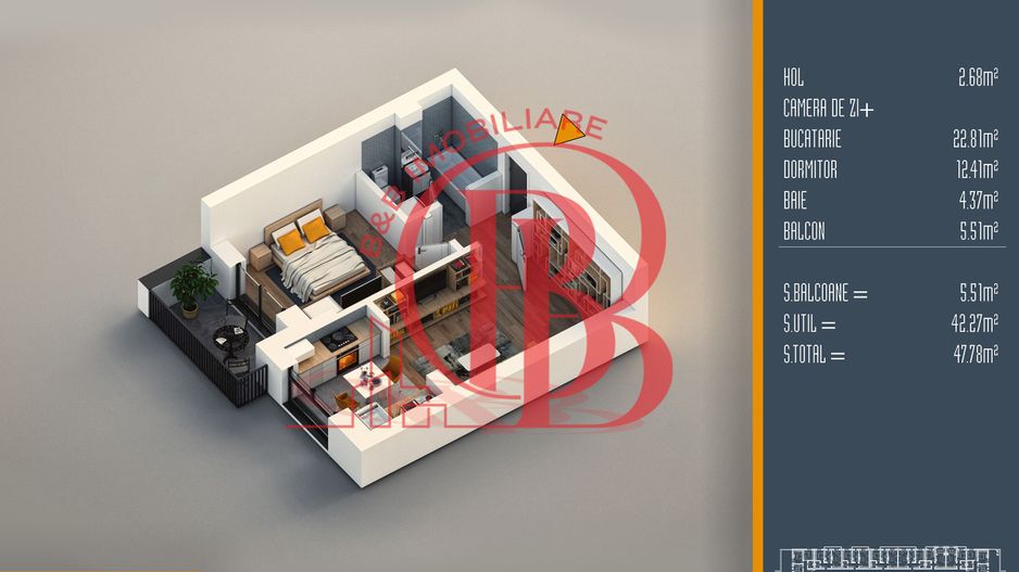 Oferta Lansare 2 camere tip studio proiect nou Pallady - Schiță 5