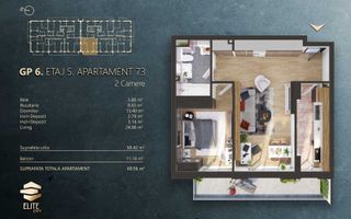 BRASADAS vinde Ap 2 cam 60mp CF terasa garaj Elite City. - Poză 1