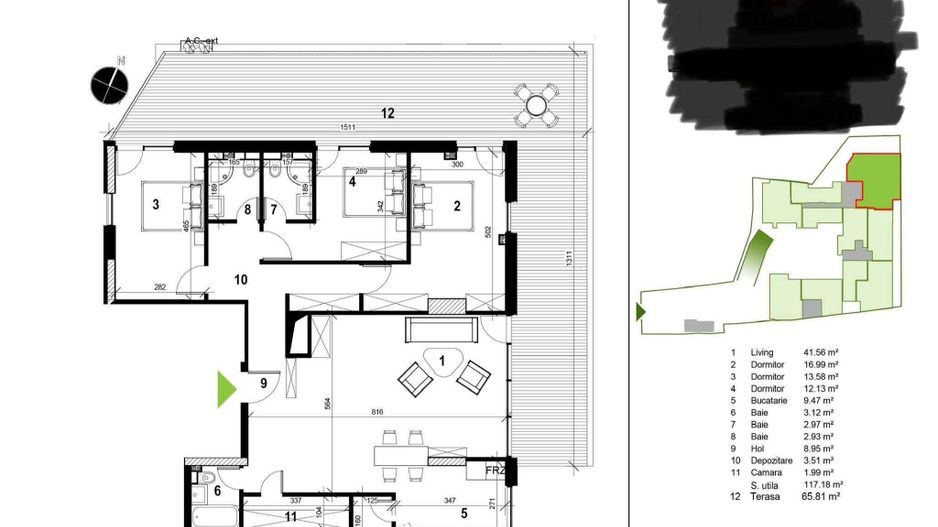 Proprietar, Penthouse 4 cam, 3 bai, 120mp utili, terasa 65mp, Unirii - Poză 8