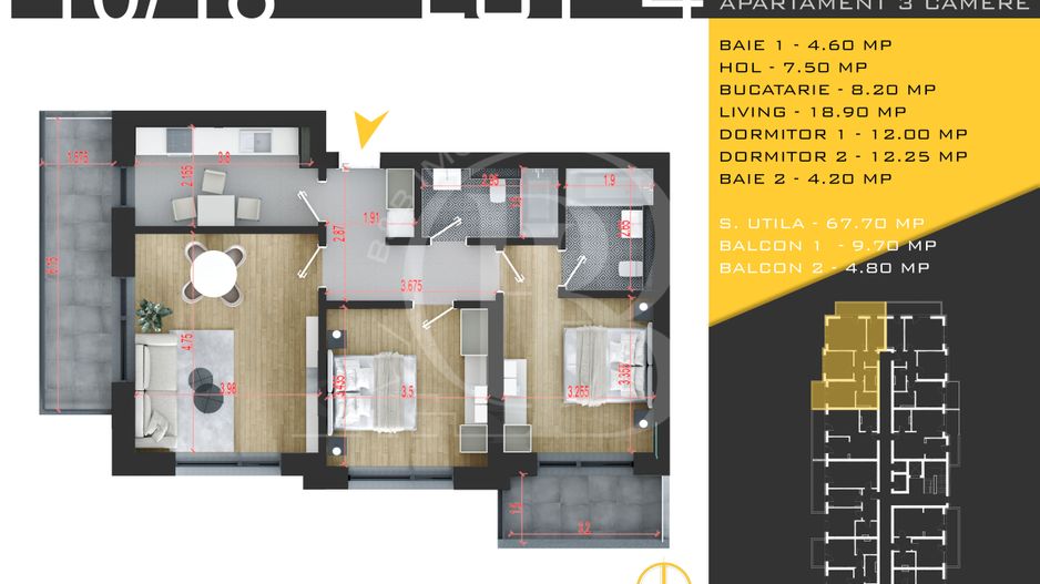 3 camere decomandat Titan Pallady  Metrou Nicolae Teclu - Schiță 1