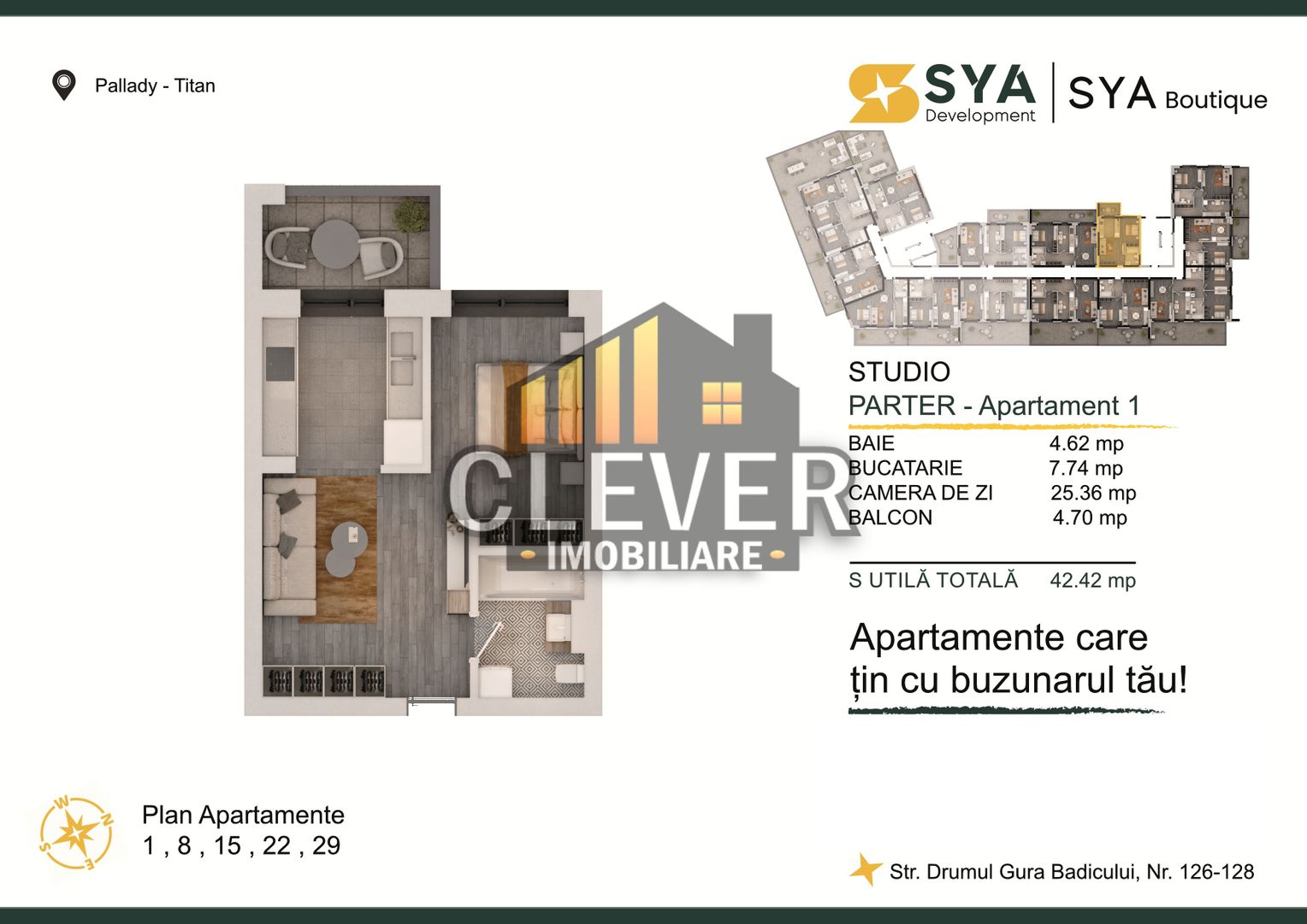 Garsoniera dubla | Spatiosa | Pallady | Comision 0% metrou Teclu - Poză 2