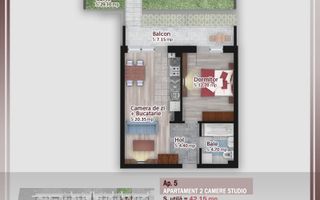 2 camere+Gradina 29 mp, preț avantajos Pallady - Comision% - Schiță 19