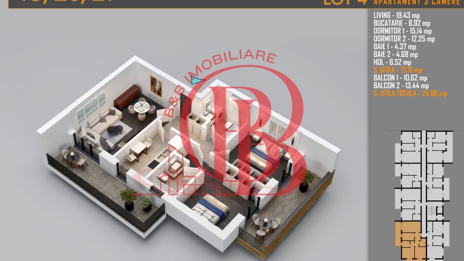 Apartament 3 camere Titan Th. Pallady-Sector 3-Metrou Teclu - Schiță 10