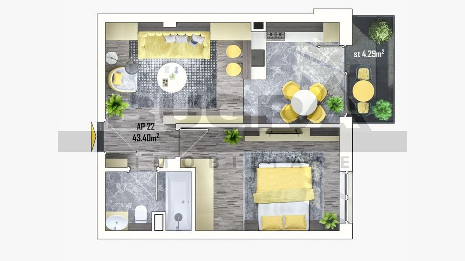 Apartament 2 camere, 44 mp, parcare, Complex Estimo - Poză 1