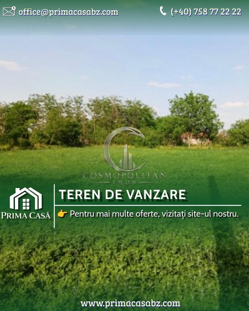 Teren intravilan sat Caltuna Smeeni BZ suprafata 3580mp deschidere 50m - Poză 1