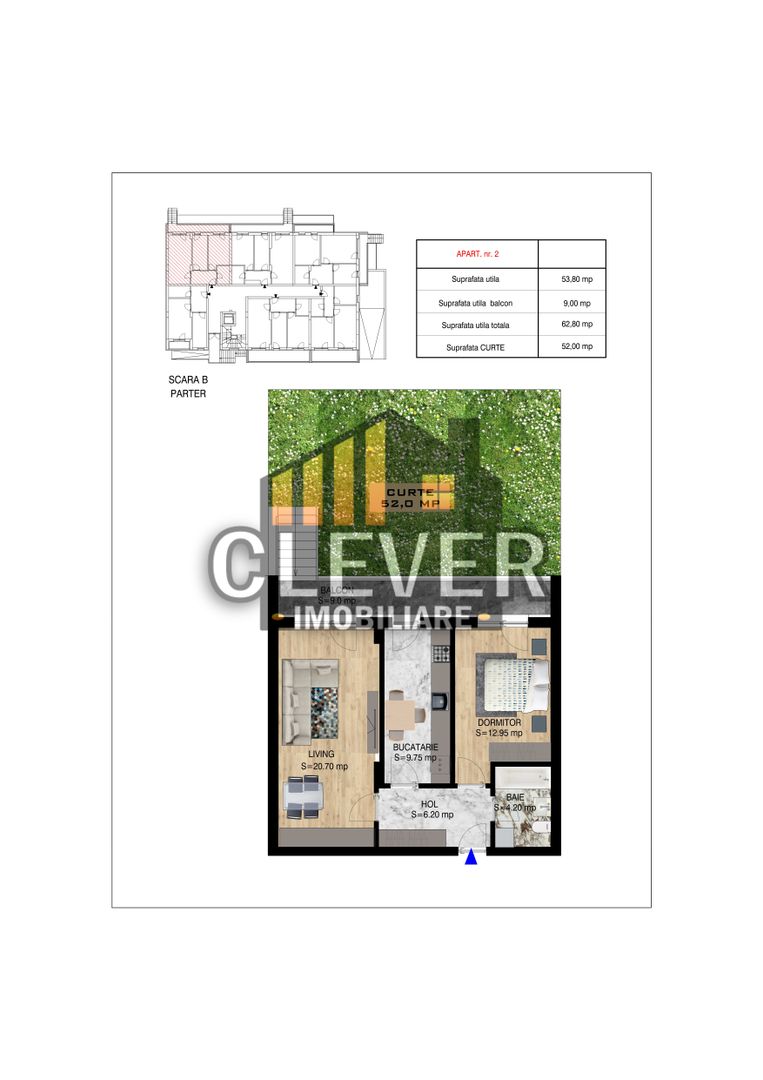 Apartament 2 camere + curte 52mp, Pallady, Comision 0% - Poză 2