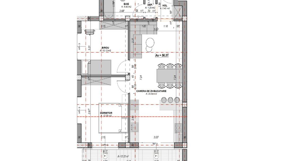Apartament 3 camere, finisat la alb, terasă 12.22, aer conditionat - Poză 9