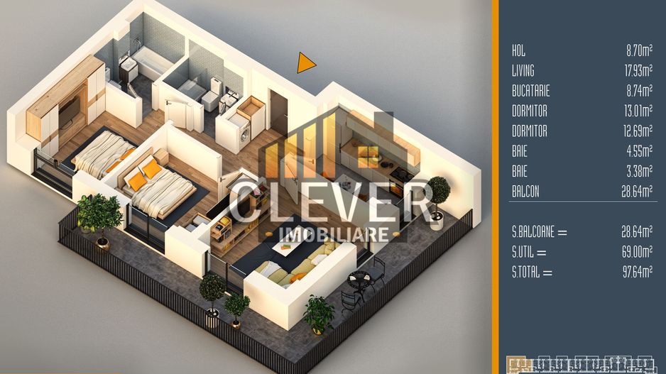 Apartament Superb 3 Camere cu Terasa Generoasa Titan Pallady - Poză 1