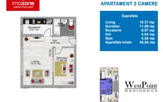 Apartament 2 Camere, 47 mp. centrala proprie, Militari - Pacii, Bloc Nou - Poză 15