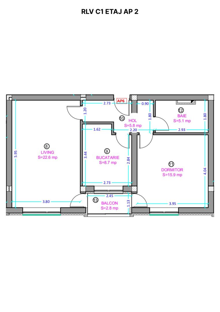 Apartament 2 camere cu bucatarie inchisa- Selimbar zona Lidl. - Schiță 4