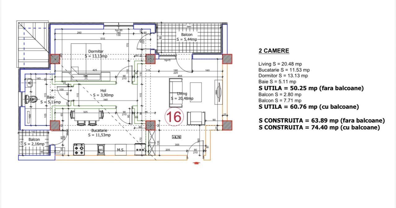 Apartament cu 2 camere, parcare subterana și 2 balcoane - Poză 9