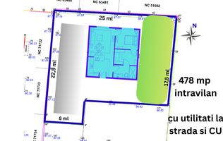 Vanzare Teren Construibil, Intravilan,CU, 478 mp - Tunari! Comision 0%