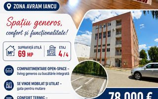 Apartament cu 2 camere tip ”open-space”, mobilat și utilat, zona CRUCEA GĂRII; - Poză 1