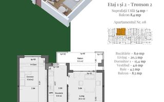 Titan Pallady Metrou Nicolae Teclu | 2 Camere decomandate - Schiță 1