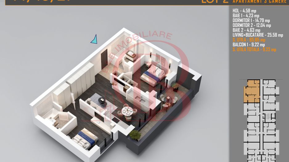 Apartament 3 camere Titan Th. Pallady-Sector 3-Metrou Teclu - Schiță 3