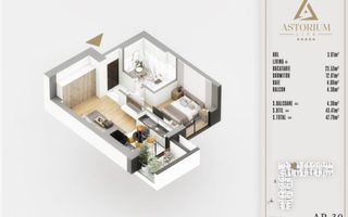 AP. 2CAM. CU LIVING OPEN-SPACE / ETAJ 3,BLOC FINALIZAT. ASTORIUM! - Poză 2