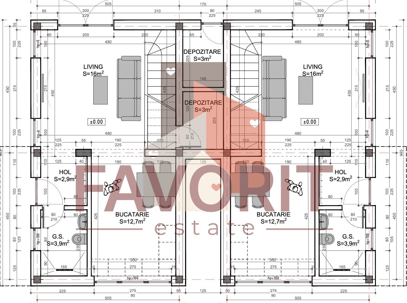 Duplex in Mosnita. Despartit prin anexa. La asfalt. - Schiță 10