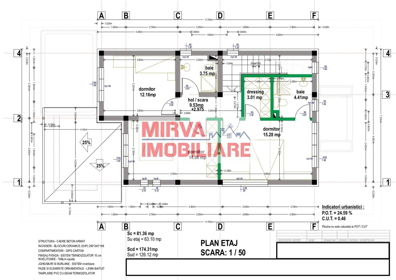 Vilă modernă 4 camere cu piscină, mobilată și utilată | Albert – MRS - Schiță 66