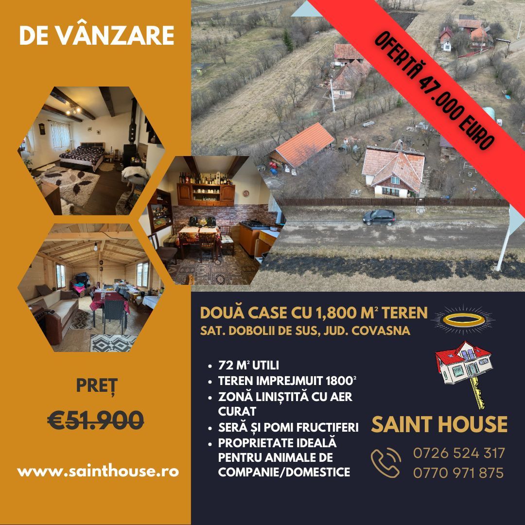 Două case de vânzare cu teren 1800 mp Dobolii de Sus - Poză 1