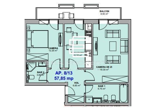 Apartament 2 camere 58mp, intabulat, Doamna Stanca, Sibiu - Schiță 9
