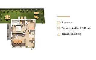 Apartament 3 camere cu terasa de 86 m2 in apropiere de parcul Central - Poză 5