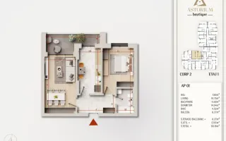 Astorium Boutique 2 camere Pallady, Metrou 8 min | Comision 0% - Schiță 12