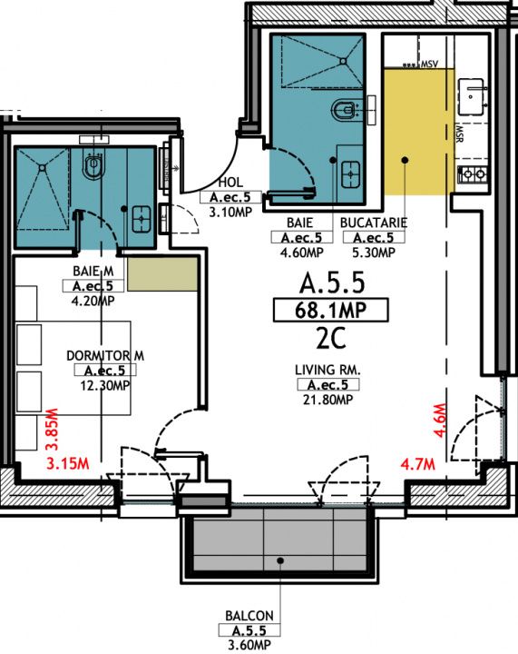 Stațiunea Mamaia - Vânzare apartament cu 2 camere, 2 bai si terasa - Poză 39