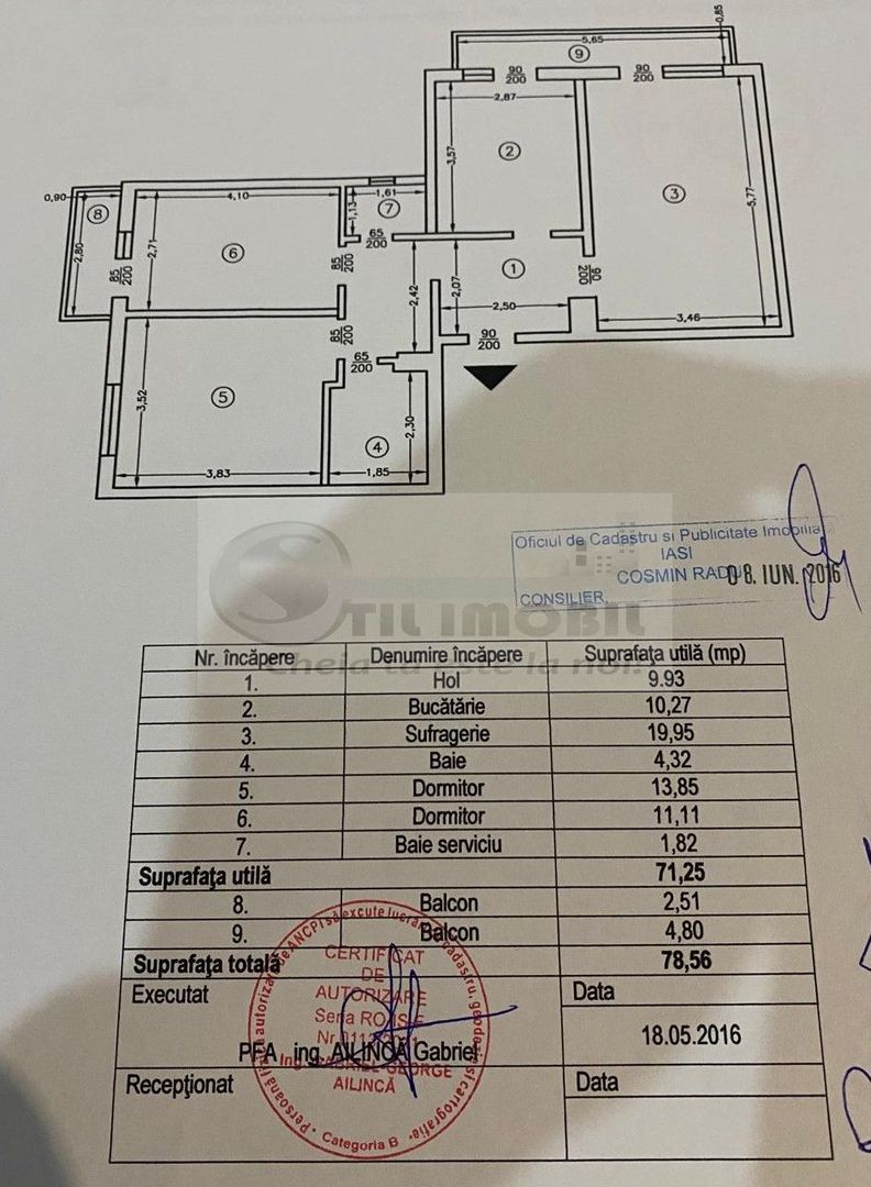 Apartament 3 camere, decomandat - 79 mp - etaj 3/4 - Frumoasa ! - Schiță 12