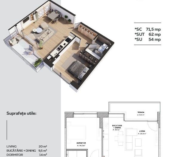 Cloud 9 Evolution – Apartament 2 camere Tip B | Orientare Sudică - Poză 1