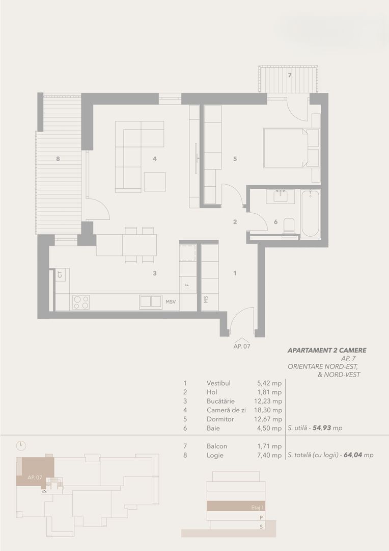 Apartament 2 camere, lift, boxe, garaj, INTABULAT - Sibiu - Schiță 2
