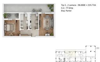 Apartamente 2 camere PLATINUM RESIDENCE Faza 3 - 2026 - Grand Arena - Schiță 30