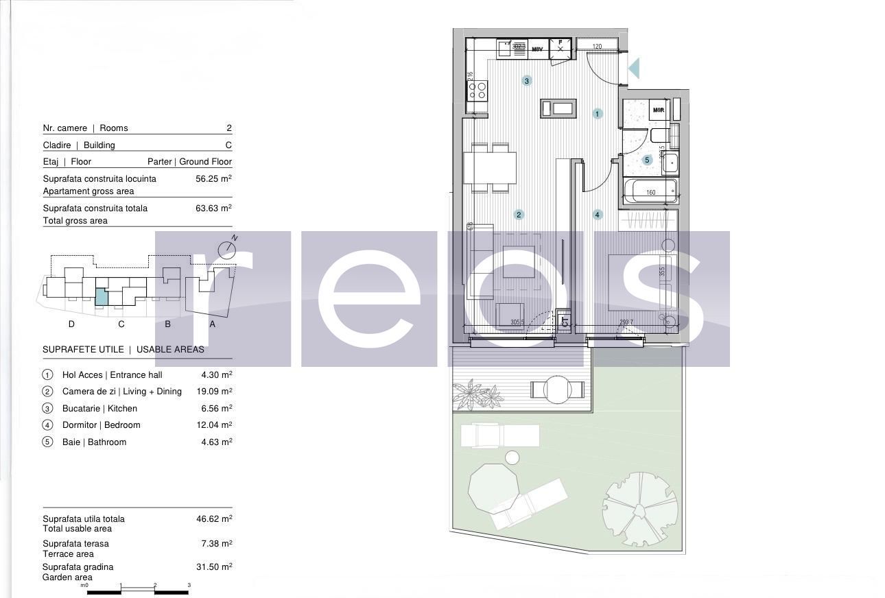 VANZARE 2 CAMERE 47 MP | STRAULESTI | CURTE 31MP | MOBILAT COMPLET LUX - Schiță 16
