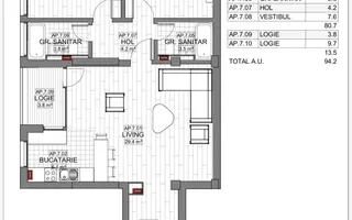 VANZARE APARTAMENT 3 CAMERE | LIZEANU | BLOC NOU | PARCARE | TERASA - Schiță 22