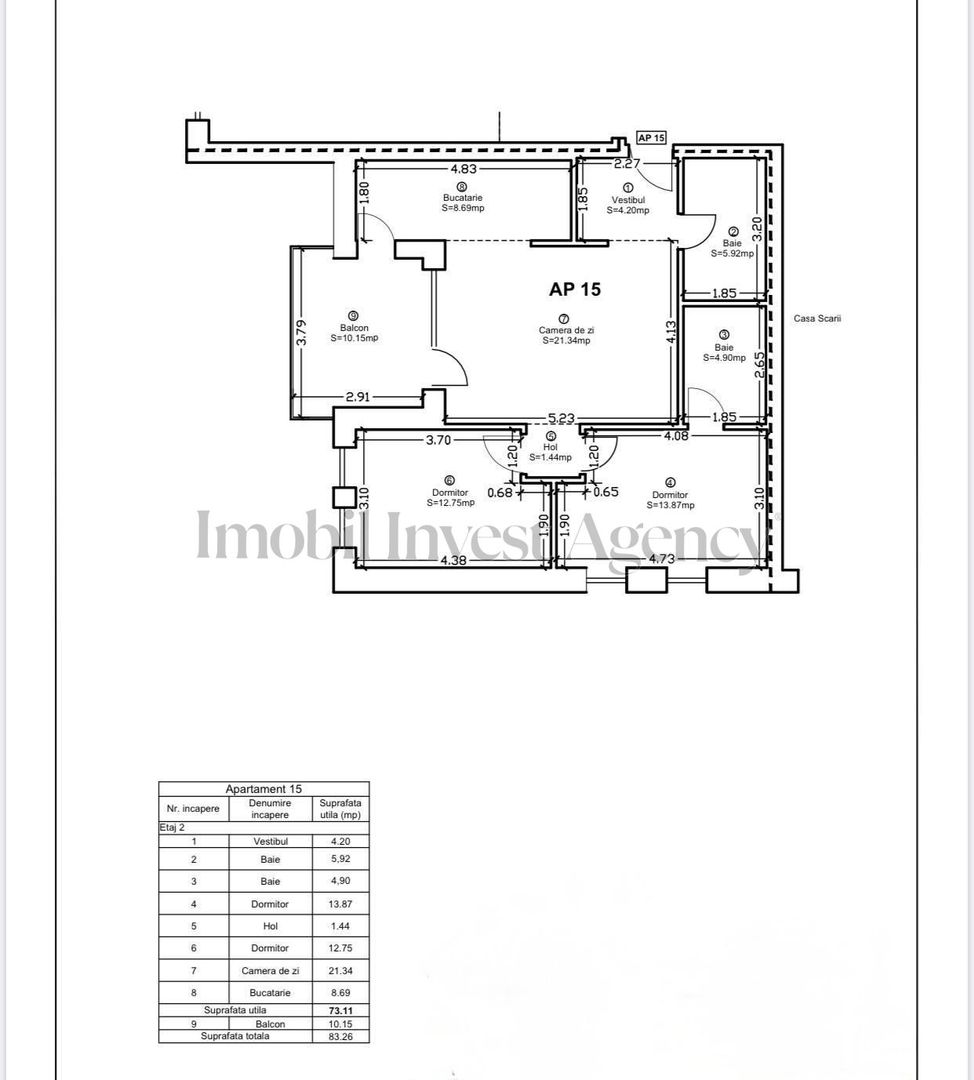 Apartament 3 camere cu parcare in Pipera-Voluntari - Schiță 26