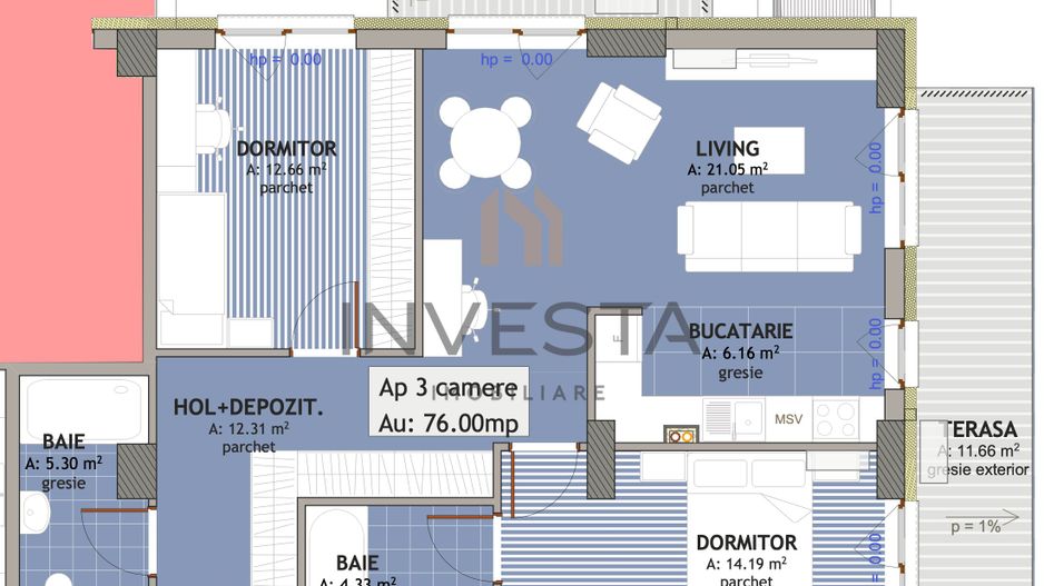 Apartament cu 3 camere in Iris - Ansamblu Exclusivist, imobil nZEB - Schiță 2