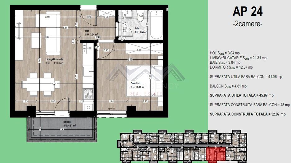 Mută-te acum! Apartament nou, mobilat, utilat, parcare și TVA incluse - Schiță 8