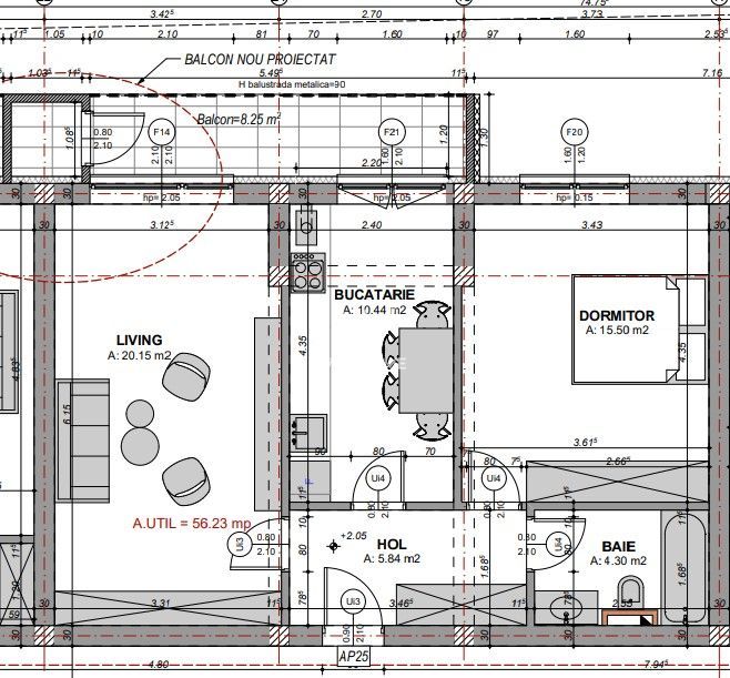 Apartament decomandat, 2 camere  - Piata Rahova/Mall - Schiță 9
