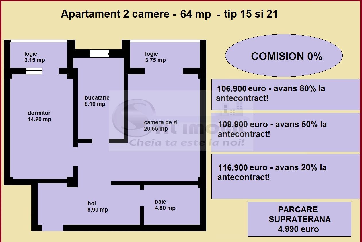 Apartament 2 camere nou de vanzare in Iasi Valea Lupului, bloc nou - Poză 2