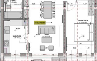 Apartament 2 camere /LA CHEIE/terasa 14.42 mp /zona Aeroport Sibiu - Schiță 13