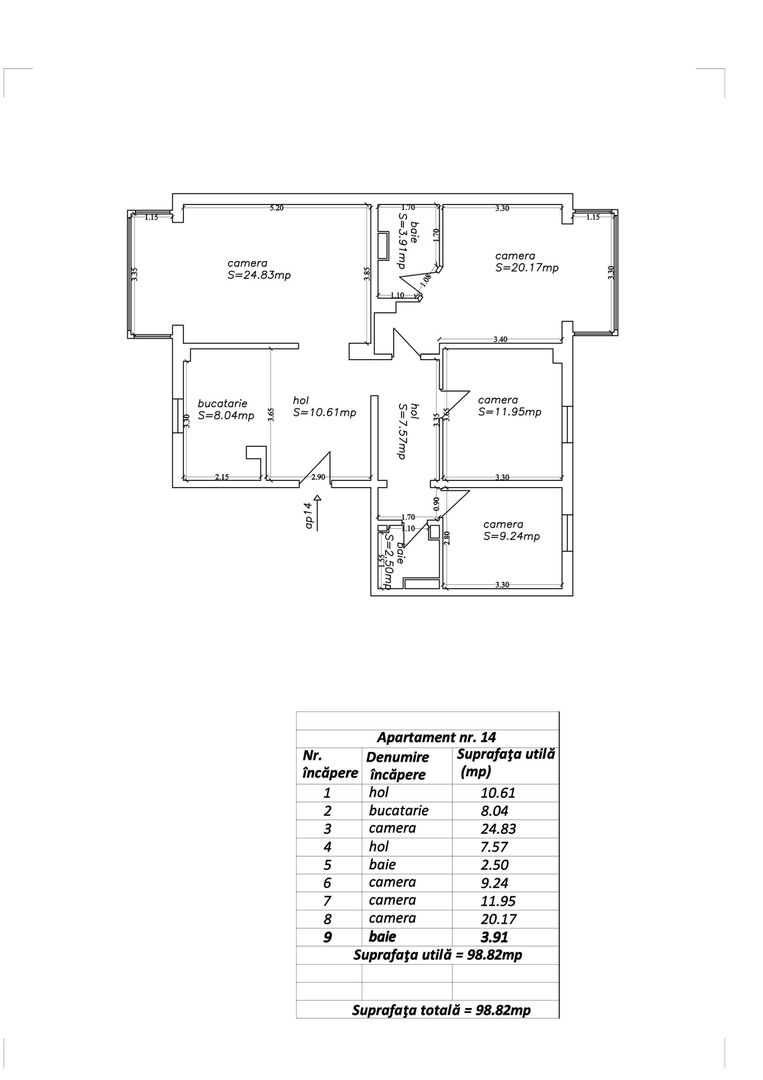 Apartament 4 camere, 99 mp, mobilat, centrală proprie – Zona Steaua - Schiță 10