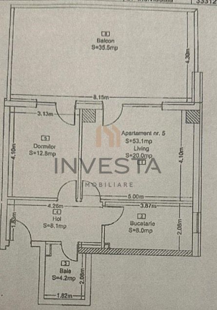 Apartament-2 camere decomandat cu terasa 35m si parcare subterana - Schiță 11