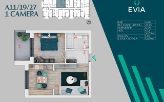 2 Camere-Tip Studio Proiect Premium Metrou Nicolae Teclu - Schiță 2