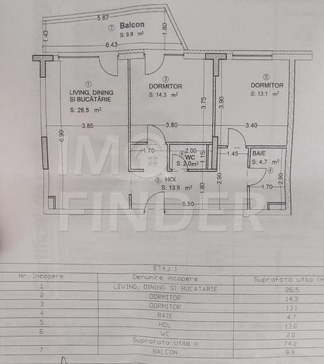 Apartament 3 camere, 74 mp, 2 bai, mobilat premium, Sopor - Baza Sportiva - Poză 16